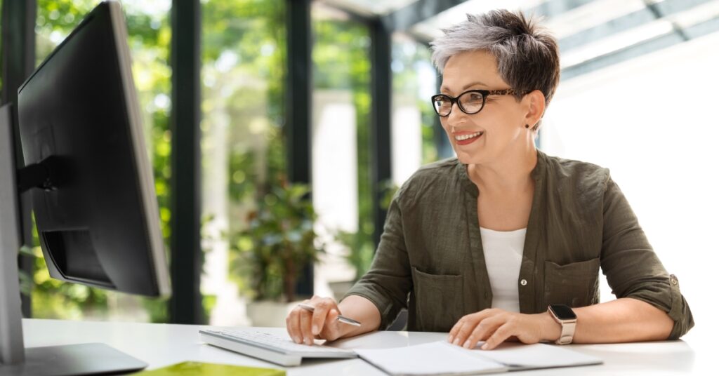 Older woman in a meeting