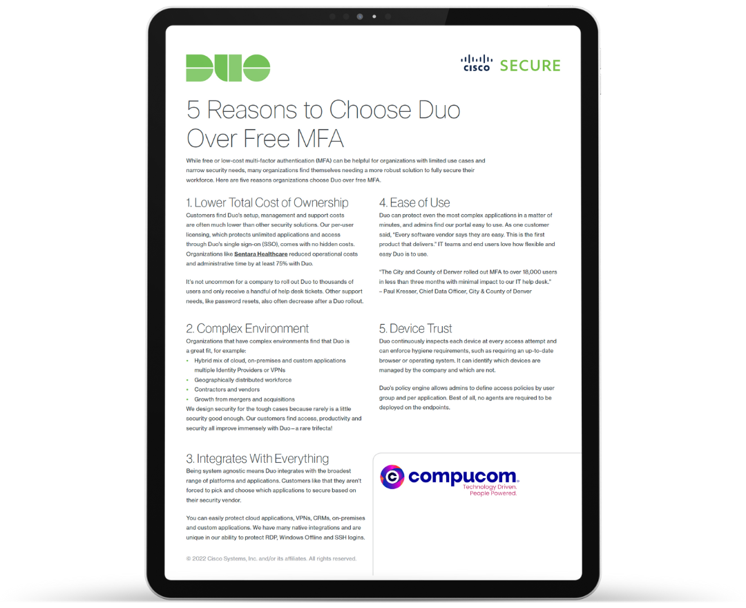 Compucom - Why Choose Duo Over MFA cover